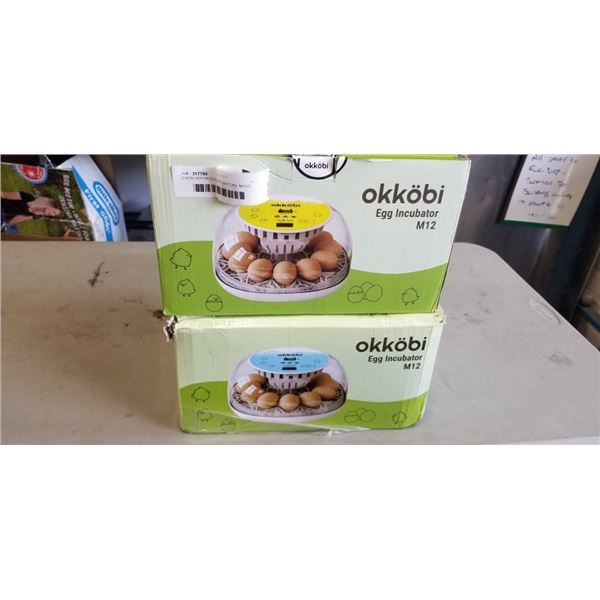 2 NEW OKKOBI EGG INCUBATORS. MODEL M12