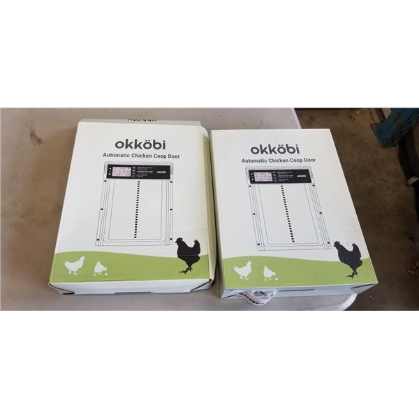 2 NEW GRAY OKKOBI AUTOMATIC CHICKEN COOP DOOR