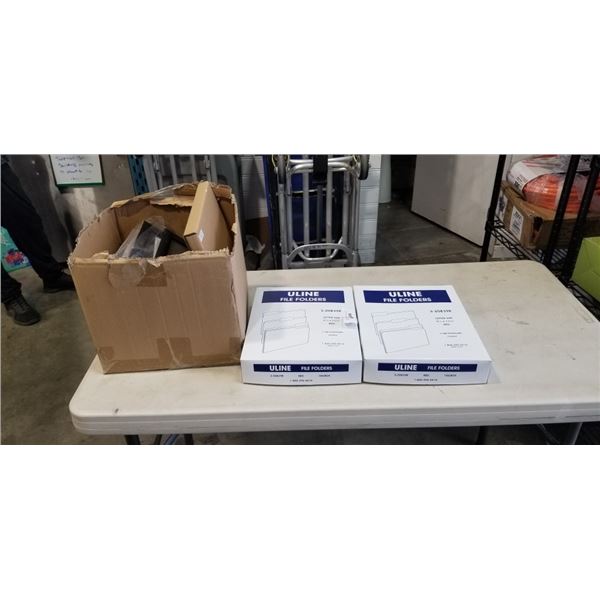 ASSORTED ULINE FOLDERS, SIGN HOLDERS ETC