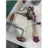 Image 2 : 2 VINTAGE CAMP STOVES, AND 2 ANTIQUE DRILL BRACES, AND LIGHT