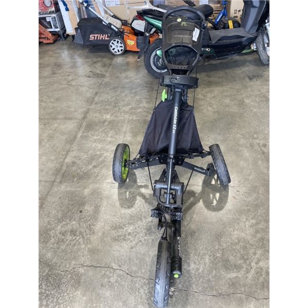 CADDYTEK FOLDING GOLF CADDY, MISSING ONE PIN FOR WHEEL