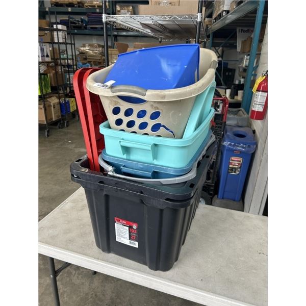 LOT OF TOTES W/ SOME LIDS