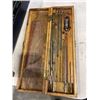 Image 2 : ASSORTED CLAMPS AND BITS, MACHINING TOOLS, AND VINTAGE TOOLBOX WITH SOME TACKLE