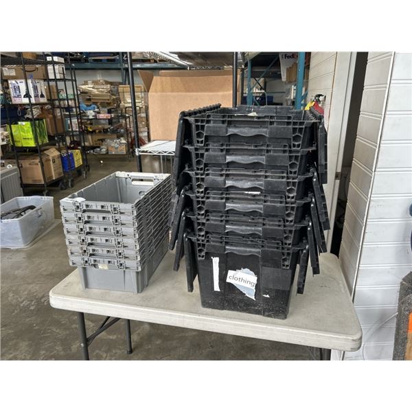 LOT OF TOTES W/ BUILT IN LIDS