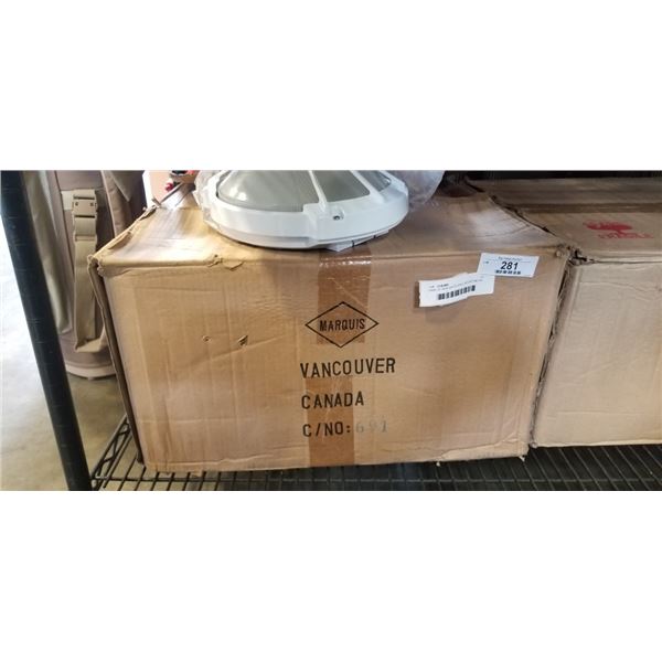 CASE OF NEW WHITE WALL MOUNT METAL EXTERIOR BUILDING LIGHTS