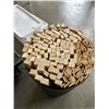 Image 3 : METAL BARRELL FULL OF HEMLOCK WOOD PIECES, 1" X 2" X 37" AND 1/4" X 2" X 37"
