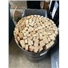Image 2 : METAL BARRELL FULL OF HEMLOCK WOOD PIECES, 1" X 2" X 37" AND 1/4" X 2" X 37"