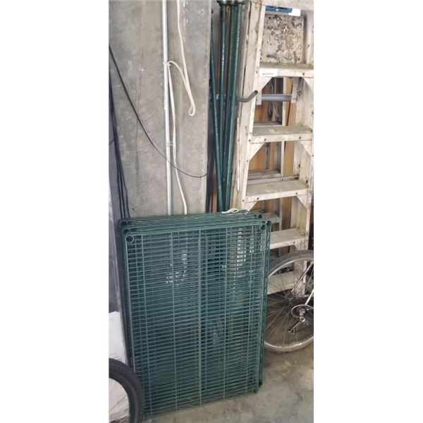 GREEN 5 TIER ROLLING RACK 3FT x 2FT x6FT TALL