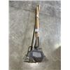 Image 1 : SHOVEL, METAL RAKE, GARDEN HOE, AND PITCHFORK