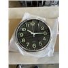 Image 3 : 3 NEW 12 INCH WALL CLOCKS. TWO ARE BLACK WITH A CHROME FINISH. ONE IS BLACK WITH A WHITE FINISH