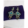 Image 1 : PAIR OF LARGE BLUE STONES DANGLE EARRINGS
