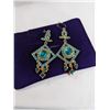 Image 2 : PAIR OF LARGE BLUE STONES DANGLE EARRINGS