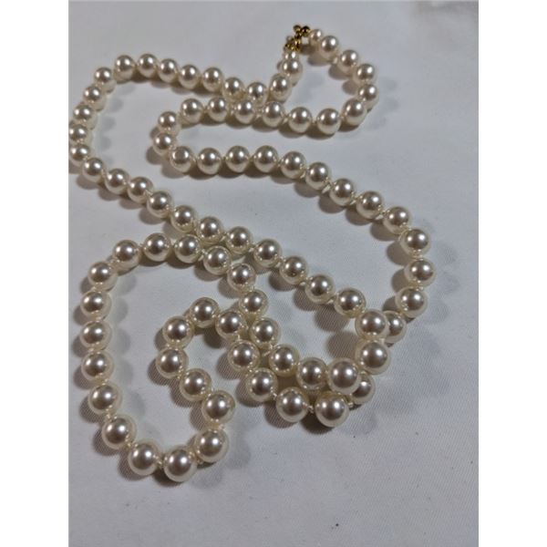 EXTRA LENGTH, HAND KNOTTED PEARLS NECKLACE, 27"