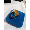 Image 3 : LARGE AND SOLID GREEN STONE RING, UNMARKED