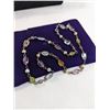 Image 1 : VINTAGE STERLING SILVER W/ REAL PEARLS AMETHYST AND PERIDOT STONE BEADS NECKLACE