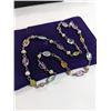 Image 2 : VINTAGE STERLING SILVER W/ REAL PEARLS AMETHYST AND PERIDOT STONE BEADS NECKLACE