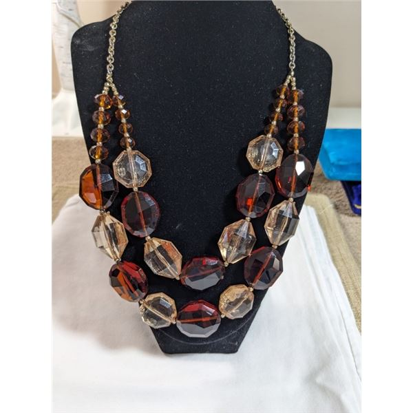DOUBLE STRAND GLASS BEADS CHOKER MARKED THE LIMITED