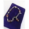 Image 1 : HEAVY SILVER W/ SEMI PRECIOUS STONES BEADS BRACELET MARKED TARVAN