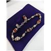 Image 2 : HEAVY SILVER W/ SEMI PRECIOUS STONES BEADS BRACELET MARKED TARVAN