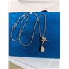 Image 1 : 925 STERLING SILVER ITALY CHAIN W/ REAL PEARL PENDANT NECKLACE