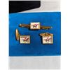 Image 2 : VINTAGE PAIR OF HORSE RACE RIDER CUFFLINKS AND MATCHING TIE BAR SET