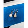 Image 2 : PAIR OF STERLING SILVER PEARL AND CRYSTAL BEADS DANGLE EARRINGS