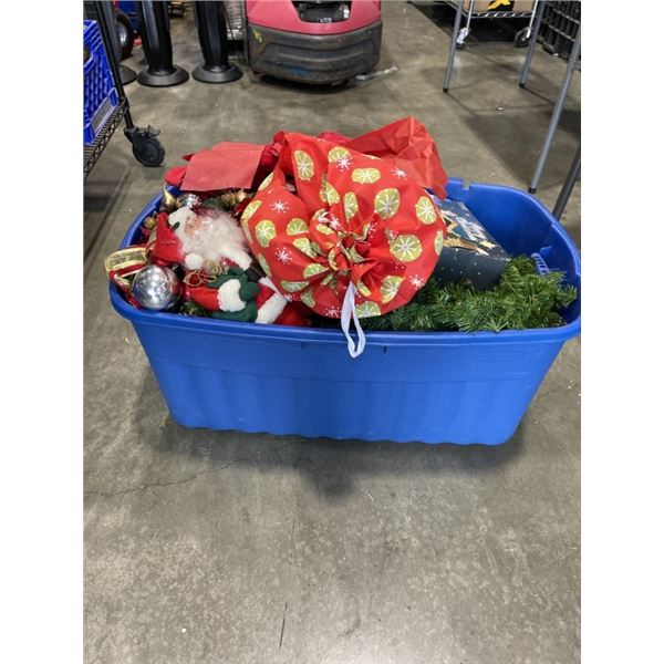 LARGE TOTE OF CHRISTMAS DECOR