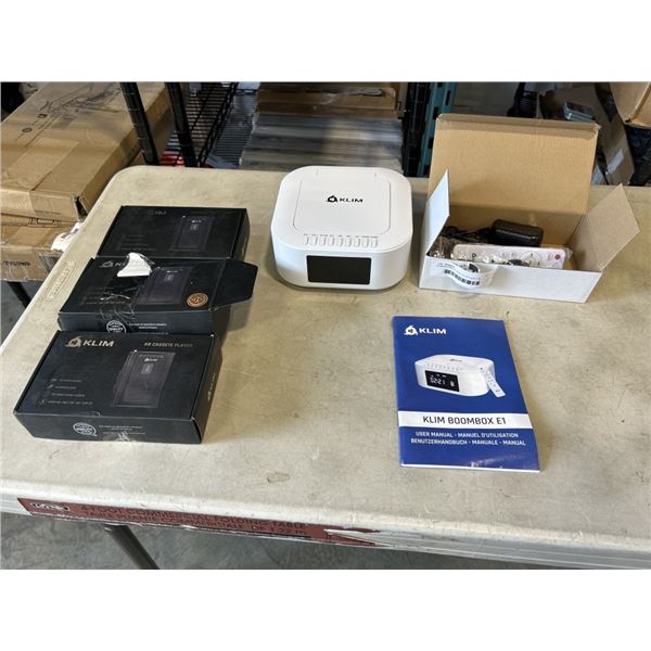 KLIM BOOMBOX AND 3 KLIM CASETTE PLAYERS