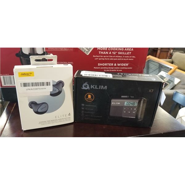 NEW KLIM K7 CASETTE PLAYER AND JABRA ELITE 4 EARBUDS