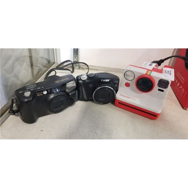 CANON POWERSHOT SX150IS, FUJI DL-1080 CAMERA AND POLAROID CAMERA - UNTESTED