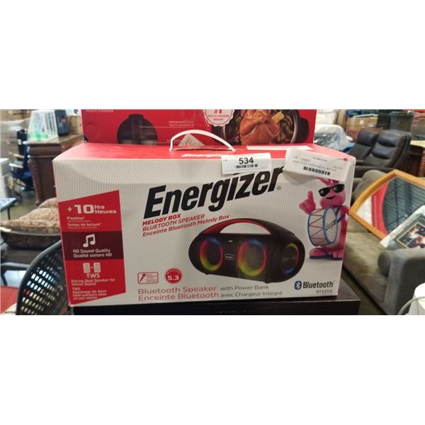 ENERGIZER BT258 PORTABLE ALL WEATHER RECHARGEABLE SPEAKER W/ POWER BANK AND WIRED MIC - TESTED WORKI