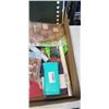 Image 4 : TRAY OF OFFICE SUPPLIES INCLUDING DRY ERASE MEMO NOTEBOOKS, BLUGOOL ADDRESS/PASSWORD BOOKS, PAPERCLI