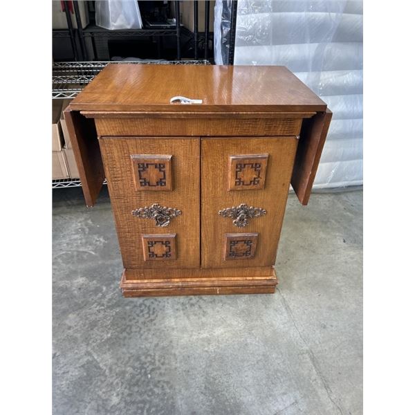 VINTAGE OAK DROP SIDE SERVING CABINET