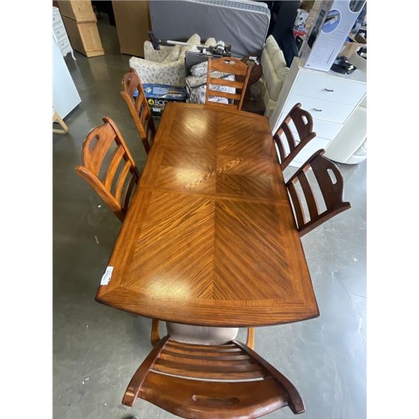 DINING TABLE W/ LEAF 6 CHAIRS