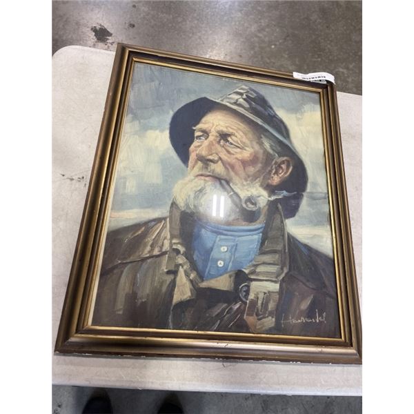 FISHERMAN OIL PAINTING SIGNED HARROLD
