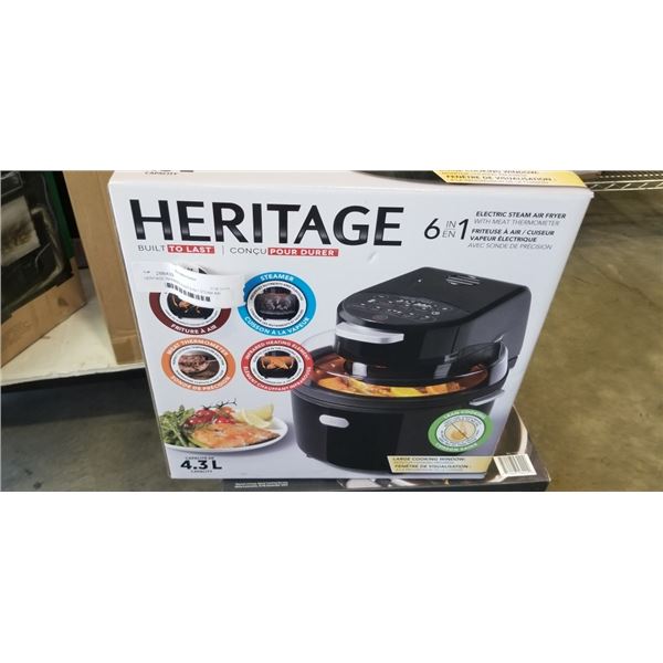 HERITAGE INFRARED 4.5QT 6-IN-1 STEAM AIR FRYER - TESTED WORKING, RETAIL $299