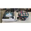 Image 1 : 4 PIECE COFFEE SET AND SEWING BASKET WITH CONTENTS