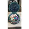 Image 3 : 4 PIECE COFFEE SET AND SEWING BASKET WITH CONTENTS