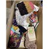 Image 3 : 2 BOXES OF ASSORTED NEW AND MODERN DEOR, SCARVES AND CLOTHING, SUN HATS ETC