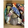 Image 4 : 2 BOXES OF ASSORTED NEW AND MODERN DEOR, SCARVES AND CLOTHING, SUN HATS ETC