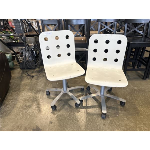 2 ROLLING WHITE IKEA OFFICE CHAIRS
