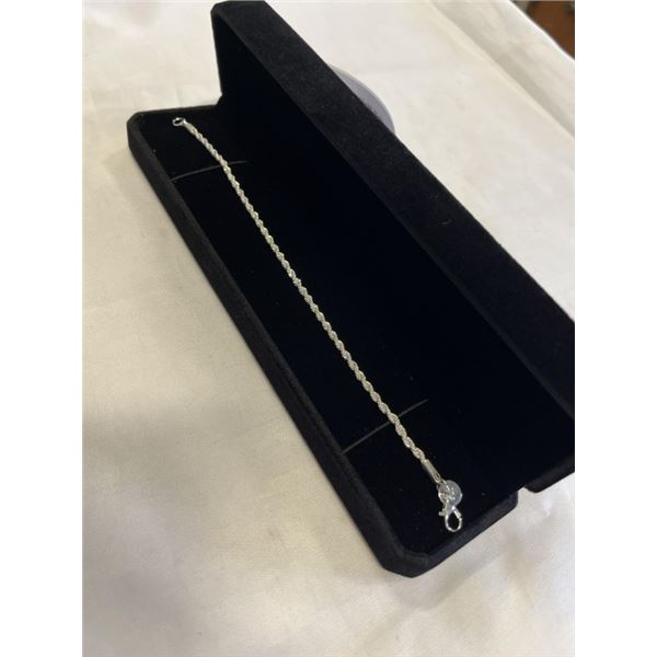 NEW S925 3.0MM TWISTED ROPE BRACELET, 8.5" LONG, 925 STERLING SILVER W/ WHITE GOLD OVERLAY