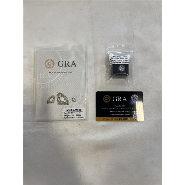 NEW 5.0CT MOISSANITE STONE, ROUND BRILLIANT CUT - GH-VVS1 TESTS POSITIVE W/ DIAMOND TESTER (MORE BRI