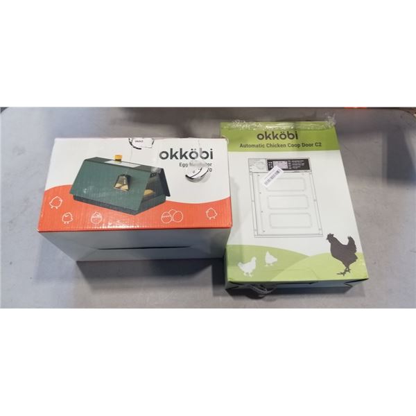 NEW OKKOBI EGG INCUBATOR (M10) AND OKKOBI AUTOMATIC CHICKEN COOP DOOR (C2)