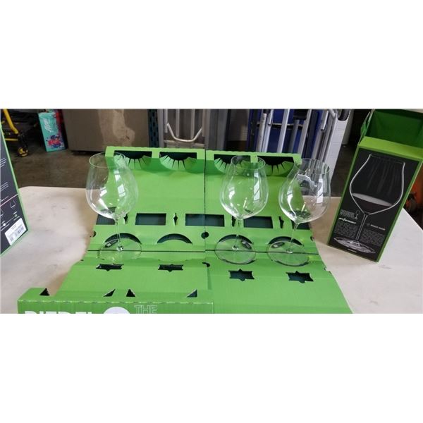 3 NEW REIDEL PINOT NOIR PERFORMANCE WINE GLASSES, ONE SET HAS ONE GLASS - RETAIL $149