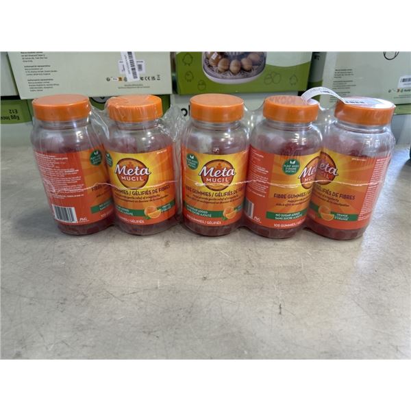 5 NEW META MUCIL FIBRE GUMMIES CONTAINERS. 105 GUMMIES PER CONTAINER