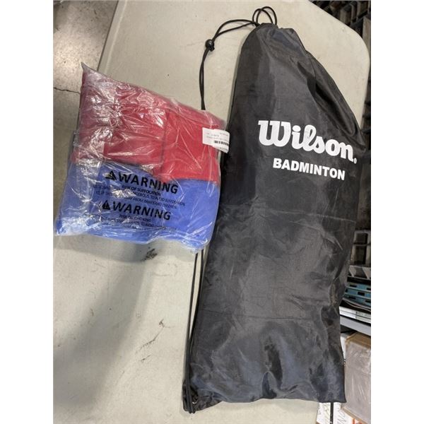 BADMINTON SET AND CORNHOLE BAGS SET