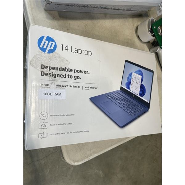HP 14" LAPTOP WITH WINDOWS 11 IN S MODE. BLUE COLOR