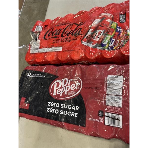 32 PACK OF COCA COLA ZERO SUGAR AND DR PEPPER