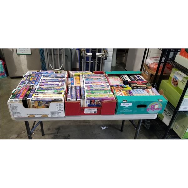 3 BOXES OF VHS TAPES INCLUDING DISNEY